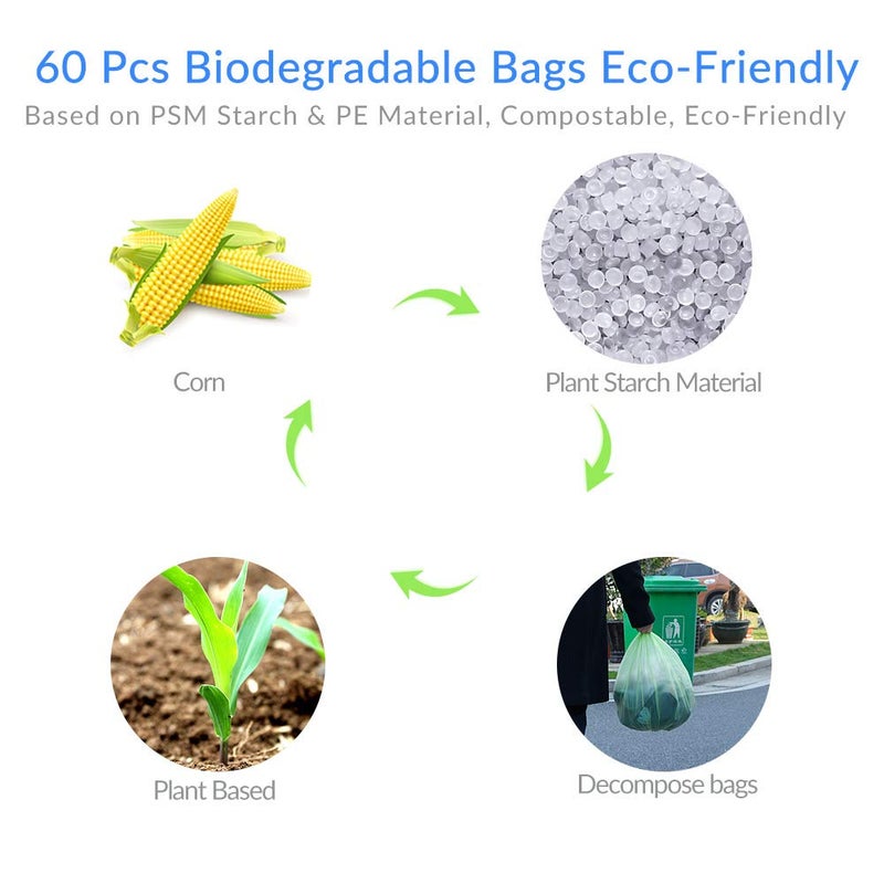 Jaoul Trash Bags 13 Gallon, Small Garbage Bags, Strong & Unscented Trash Bags for Kitchen, Bathroom, Office, Restroom, Car, Green, 60 Counts - Image 2